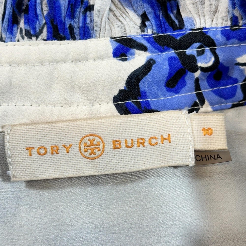 Tory Burch White Dress with Blue Floral Print - Picture 9 of 13